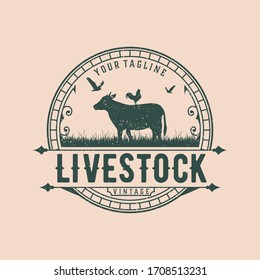 Abstract Livestock Vintage Logo Design Template Vector