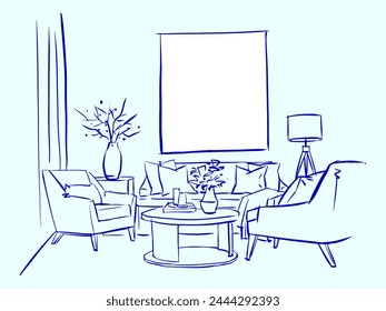 Abstract of living room vector for card, decoration, illustration