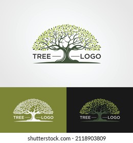 Abstract living tree logo design, roots vector - Tree of life logo design inspiration isolated on white background