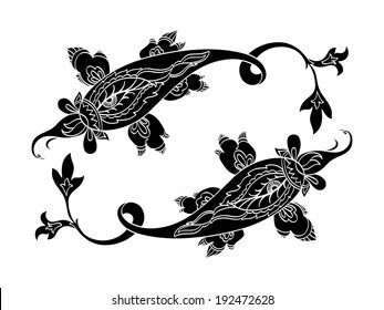 Abstract lizard. Monochrome pattern