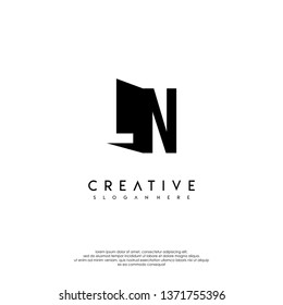 abstract LN logo letter in shadow shape design concept
