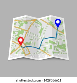 Abstract location City Map, Paper map template