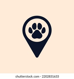 abstract location dog logo icon. dog footprint combination location symbol vector. suitable for pet logo icon, web.