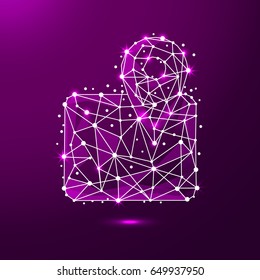 Abstract location icon in the form of a starry sky or space, consisting of points, lines, and shapes in the form of planets, stars and the universe. Vector business