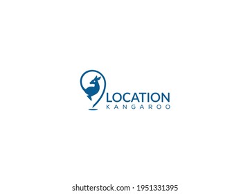 Abstract location kangaroo emblem logo design template