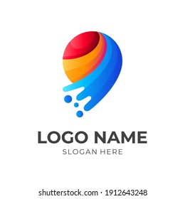 Abstract location logo with colorful design illustration, 3d colorful icons