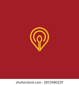 Abstract location marker icon with a spoon shape inside location restaurant navigation abstract culinary navigator position wayfinding