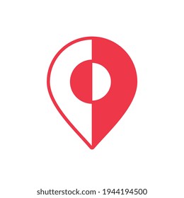 Abstract location marker logo, map pin icon design, geo tag symbol, red gps pointer illustration - Vector