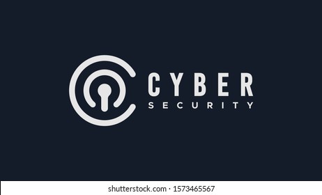 Abstract Lock Sign Letter C Cyber Security Logo Design Template Element