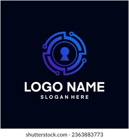 Abstract Lock Sign Letter C Cyber Security Logo Design Template Element