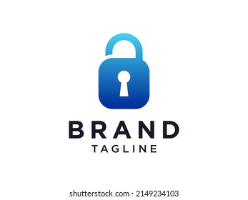 Abstract Lock Sign Security Logo. Flat Line Vector Logo Design Template Element
