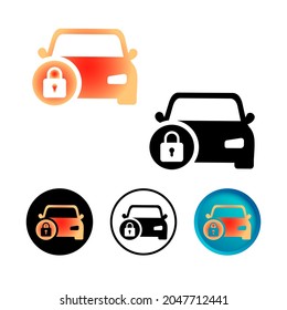 Abstract Locked Car Icon Set