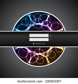 Abstract login screen with plasma elements