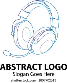 abstract logo about music, with attractive color gradations like liquid paint colorful with earphones