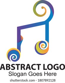 abstract logo about music, with interesting color gradations like liquid paint that is colorful with notes