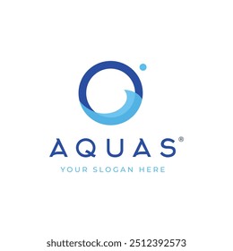 Abstract logo aqua blue natural mountains. Logo for business, minerals, sea.