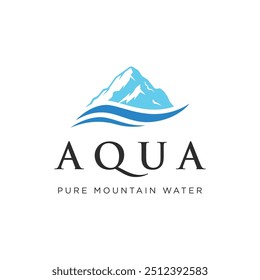 Abstract logo aqua blue natural mountains. Logo for business, minerals, sea.