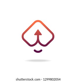 ​An abstract logo with an arrow. Dog's muzzle icon for branding identity. Vector image.