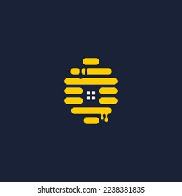 abstract logo bee house vector