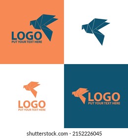 Abstract logo, bird, orange, blue. Vector Logotype