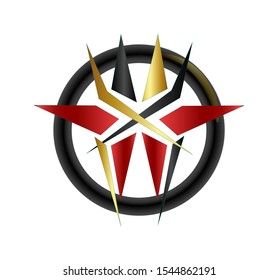 The abstract logo is black, red and gold in a circle with an elegant and luxurious white background, a symbol of the company's elegant business