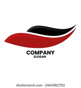 Abstraktes Logo mit schwarzer und roter Form