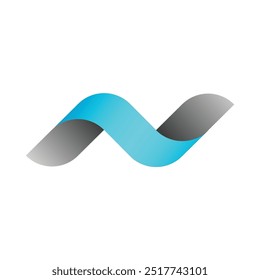 Logotipo Abstractas con formas de onda azul y gris. La Imagen presenta una forma curva en forma de cinta con una mezcla de colores azul y gris, dando una impresión moderna y dinámica.