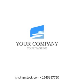 Abstract logo of blue river concept, flowing water logo concept