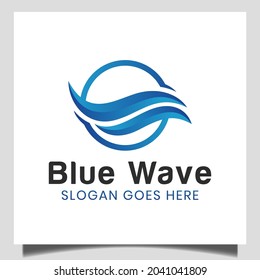 abstraktes Logo blaue Welle in Strand, Meer, Ozean, für Wellensymbole, Wassermeer-Element, Ozeankurve