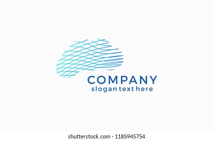Abstract logo brain in linear style