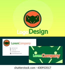 Abstract logo with business card design template, vector illustration