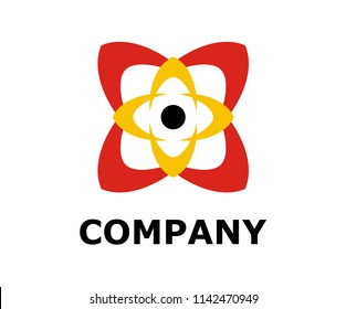 Abstract logo for business company. Corporate identity design element. Infinity atom core energy, orbit connect, nuclear reactor core, nuclear logotype idea. integrated molecule concept. Color Vector 
