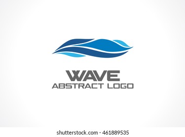 Abstract logo for business company. Corporate identity design element. Eco ocean, nature, swimming pool, spa, aqua swirl Logotype idea. Water wave, blue sea square concept. Colorful Vector line icon