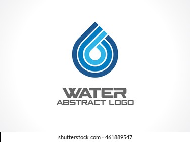 Abstract logo for business company. Corporate identity design element. Eco ocean, nature, spa, aqua Logotype idea. Water drop and wave, blue sea, fresh liquid concept. Colorful Vector line icon