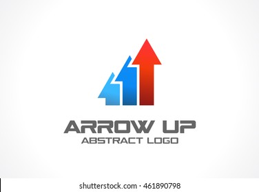 Abstract logo for business company. Corporate identity design element. Technology, Industrial, market logotype idea. Red arrow up, growth chart, progress graph and success concept. Color Vector icon