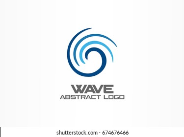 Abstract logo for business company. Corporate identity design element. Eco ocean, nature, swimming pool, spa, aqua swirl Logotype idea. Water wave, blue sea square concept. Colorful Vector line icon