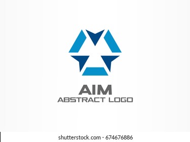 Abstract Logo For Business Company. Corporate Identity Design Element. Camera Focus, Frame Epicenter, Gun Crosshair Center Logotype Idea. Core, Weapon Target, Goal Concept. Colorful Vector Icon