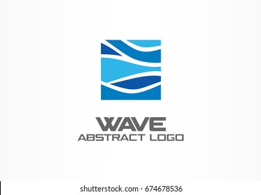 Abstract logo for business company. Corporate identity design element. Nature, ocean, eco, science, healthcare Logotype idea. Ecology, blue, sea, water wave in square concept. Colorful Vector icon