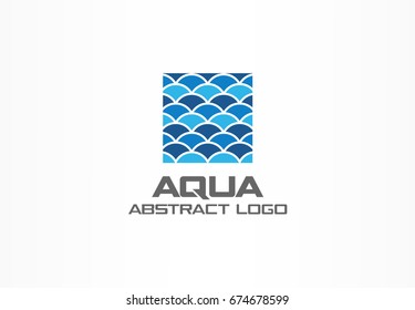Abstract logo for business company. Corporate identity design element. Nature, ocean, eco, science, healthcare Logotype idea. Ecology, blue, sea, water wave in square concept. Colorful Vector icon