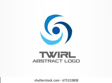 Abstract logo for business company. Corporate identity design element. Eco friendly energy, twirl, propeller, screw logotype idea. Flower, swirl connect circle, environment concept. Color Vector icon