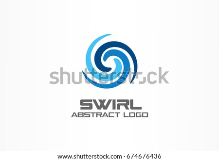 Abstract logo for business company. Corporate identity design element. Eco, nature, whirlpool, spa, aqua swirl Logotype idea. Water spiral, blue circle three segment mix concept. Colorful Vector icon