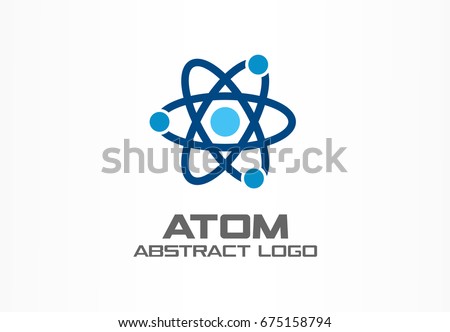 Abstract logo for business company. Corporate identity design element. Infinity atom energy, orbit connect, nuclear reactor core, nuclear logotype idea. integrated molecule concept. Color Vector icon