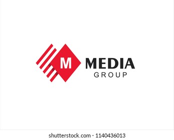 Abstract logo for business company. Media Group. Simple creative geometric sign. Vector illustration for your design