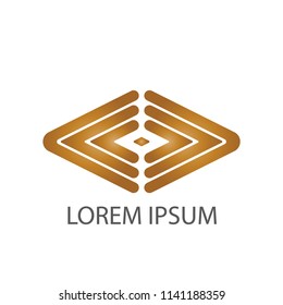 Abstract logo business design vector. Design paralellogram isolated gold on white background. Design print for logo, identity, company, symbol, sign. Set 12