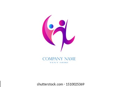 abstract logo. business logo in the form of two people while sporting