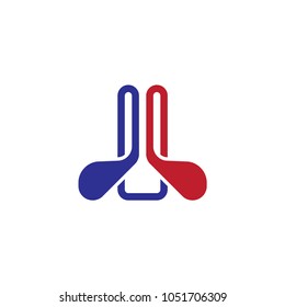 Abstract logo business vector. Design golf stick red an blue on white backgroud isolated. Design print for company identity, card, profile. Set 1