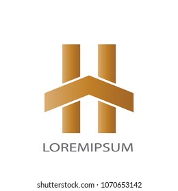Abstract logo business vector. Design gold h on white background. Design print for company identity. Set 2 
