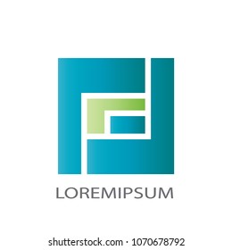 Abstract logo business vector. Design green and blue square on white background. Design print for company identity. Set 3