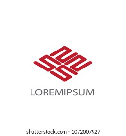 Abstract logo business vector. Design red s four on white background. Design print for company identity. Set 1