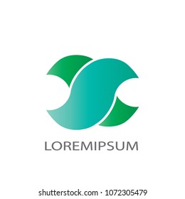 Abstract logo business vector. Design green s cross gradient on white background. Design print for company identity. Set 3